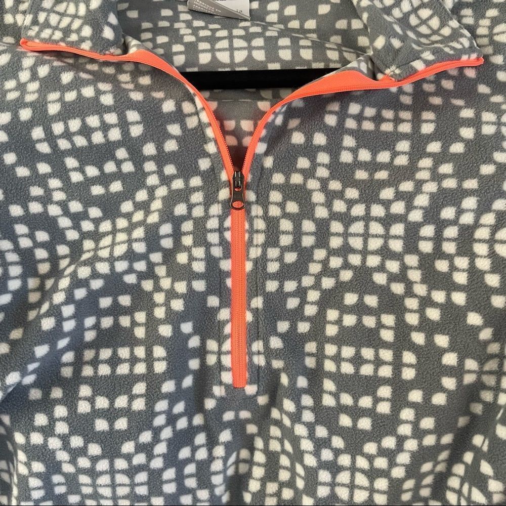 Columbia Gray & White with Pink Detail Ling Sleeve Fleece Three Quarter Zip Up - Picture 5 of 7